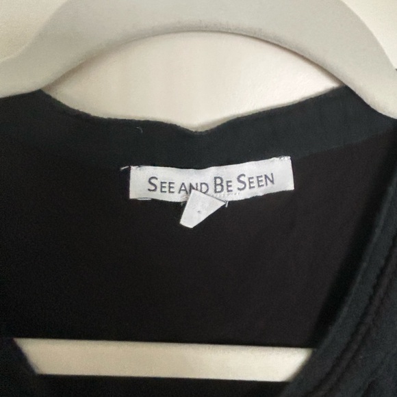 Black and ivory ruffle sleeved Maxi Sundress with V-neck - Picture 2 of 3